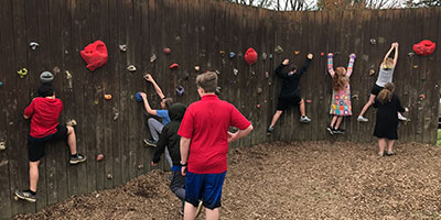 Students on Climbing Wall